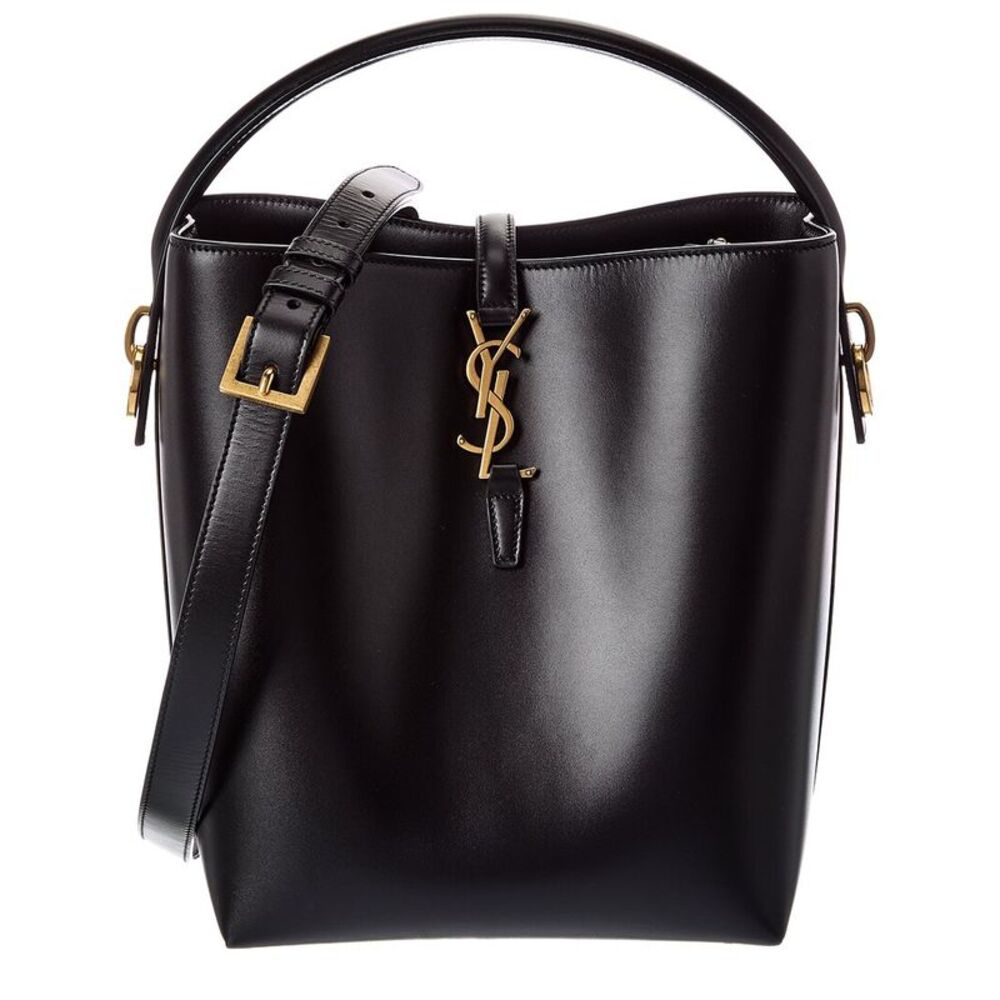Saint Laurent Leather Bucket Bag, Black